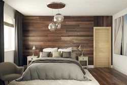 Modern Bedroom Interior With Laminate Flooring On The Wall