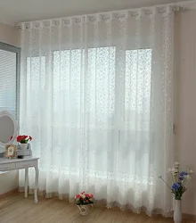 Tulle in the bedroom interior photo without curtains