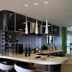 Pendant Lamps Above The Bar Counter In The Kitchen In The Interior