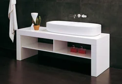 Bath cabinet with countertop sink photo