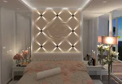 Illuminated mirror in the bedroom interior