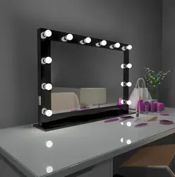 Illuminated Mirror In The Bedroom Interior