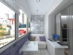 Studio kitchen design with balcony