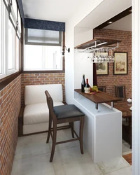 Дизайн кухни студии с балконом
