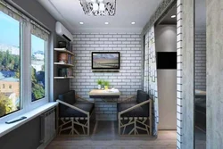 Studio kitchen design with balcony