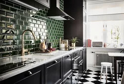 Kitchen With Green Tile Splashback Design