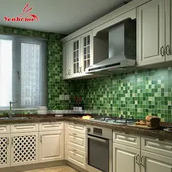 Kitchen with green tile splashback design