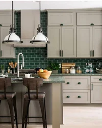 Kitchen With Green Tile Splashback Design