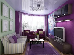 Lilac Gray Living Room Interior