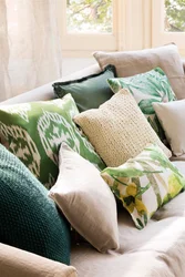Decorative pillows in the living room interior photo