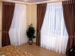 Curtains for corner windows in the living room photo design