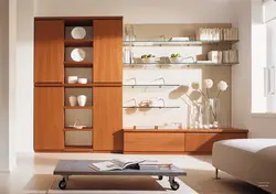 Wardrobe With Glass In The Living Room In A Modern Style Photo
