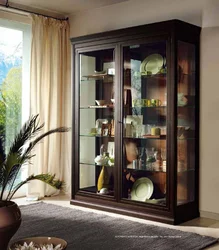 Wardrobe with glass in the living room in a modern style photo