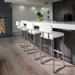 Bar stools photo in the kitchen interior