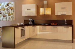 Which kitchen matches beige wallpaper photo