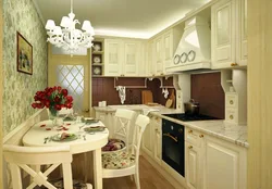 Wallpaper for the kitchen in the classic interior