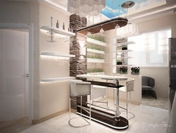 Kitchen with balcony and breakfast bar design