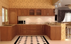 Wallpaper for the kitchen under a brown set photo