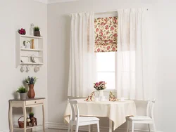 Combination of curtains and wallpaper by color photo kitchen