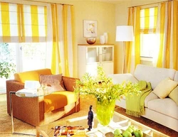 Curtains For Yellow Walls In The Living Room Photo