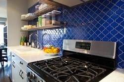 Blue apron for kitchen interior