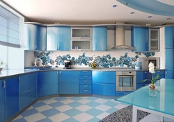 Blue apron for kitchen interior