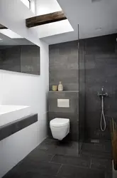 Интерьер ванной серый пол
