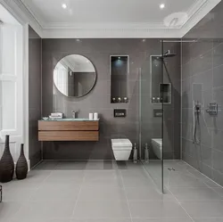 Bathroom interior gray floor