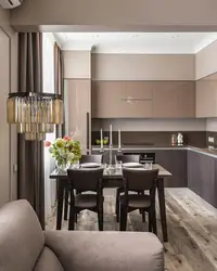 Combination of brown and beige in the kitchen interior