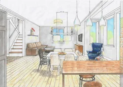 House interior drawing kitchen