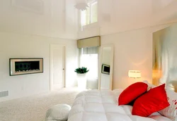 Glossy White Ceiling In The Bedroom Photo