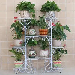 Shelves for flowers in the kitchen interior