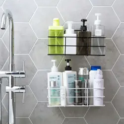 Shelves in the bathroom for shampoos in the interior