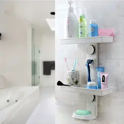 Shelves in the bathroom for shampoos in the interior