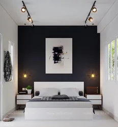 Bedroom interior in black and white colors