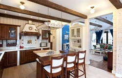 Kitchen interior wood beams