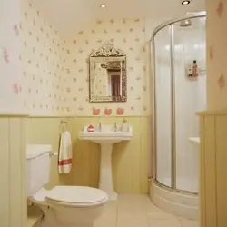 Tiles and wallpaper in the bathroom photo design