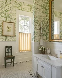 Tiles and wallpaper in the bathroom photo design