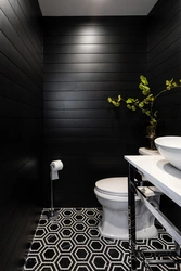 Дизайн ванной и туалета в черном цвете