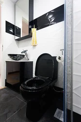 Дизайн ванной и туалета в черном цвете