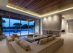 Living room in a modern style in the house photo