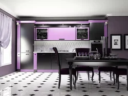 Lilac color in the kitchen interior color combination photo
