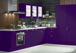 Lilac color in the kitchen interior color combination photo