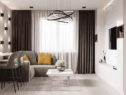 Curtains in the living room interior in a modern style