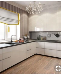 Corner kitchen with window interior design