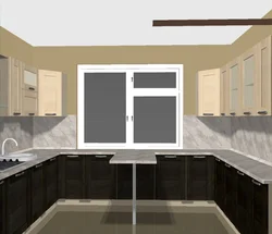 Проект кухни угловой с окном дизайн