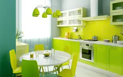 Дизайн кухни с зеленым гарнитуром обои