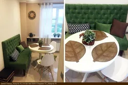 Kitchen interior with sofa and round table