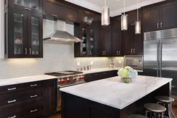 Kitchen design with brown countertop