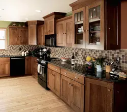 Kitchen design with brown countertop